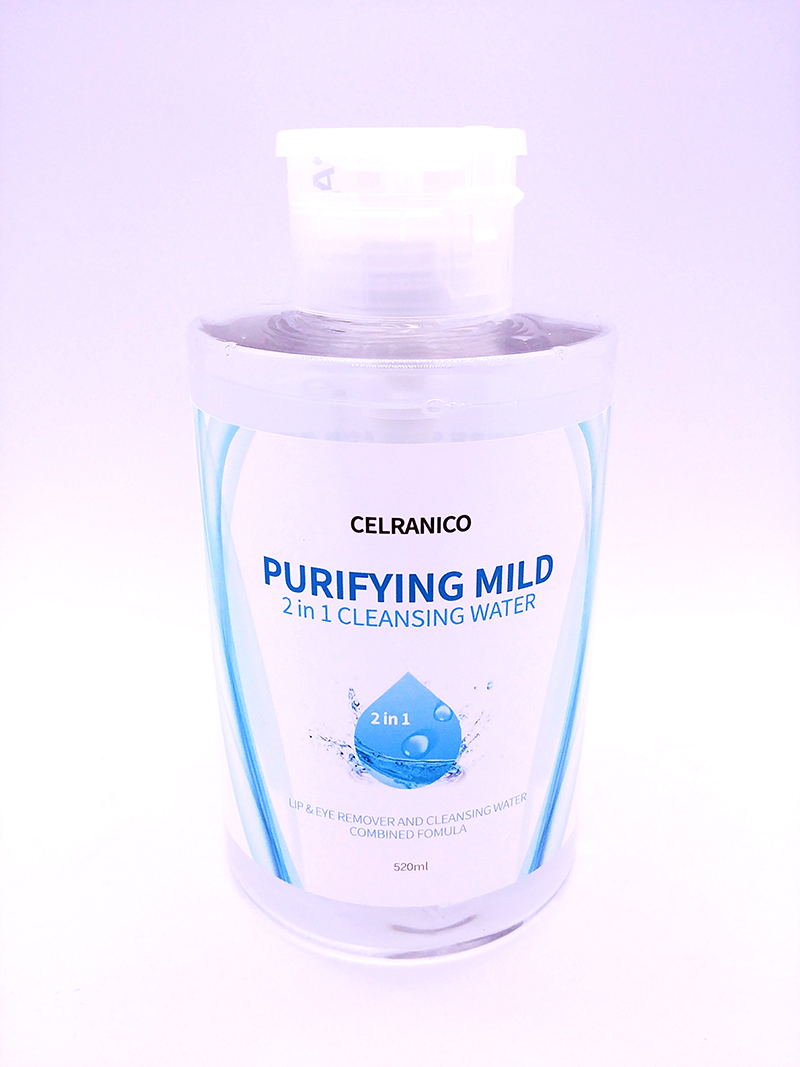 Celranico Purifying mild 2 in 1 Cleansing water 500ml คลีนซิ่งล้างเครื่องสำอางกันน้ำได้ สารสกัดจากน้ำแร่ร้อน มีมอยซ์เจอร์ไรเซอร์ให้ผิวชุ่มชื่น ไม่แห้งตึงหลังเช็ด