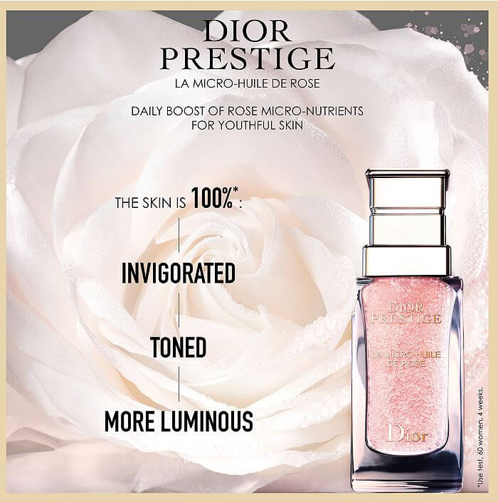 ior Prestige La Micro - Huile De Rose 5 ml  La Micro-Huile de Rose พรีซีรั่มตัวท็อปจาก Dior วิตามินบำรุงผิวสูตรแรกที่ลำเลียงสารอาหารเข้าสู่ผิวได้ทันที เติมพลังให้ผิว ฟื้นบำรุงผิวแข็งแรง อิ่มเอิบ กระจ่างสดใส มีชีวิตชีวา