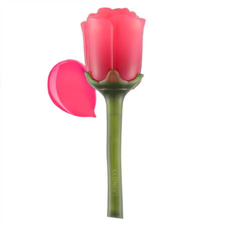 TONY MOLY Labiotte Flomance Lip Color Shine #PK01 Pink Dahlia 3.3g ลิปจิ้มจุ่มดอกกุหลาบสีสวย ดีไซน์โซคิ้วท์ อุดมด้วยมอยเจอไรเซอร์ให้ความชุ่มชื้น
